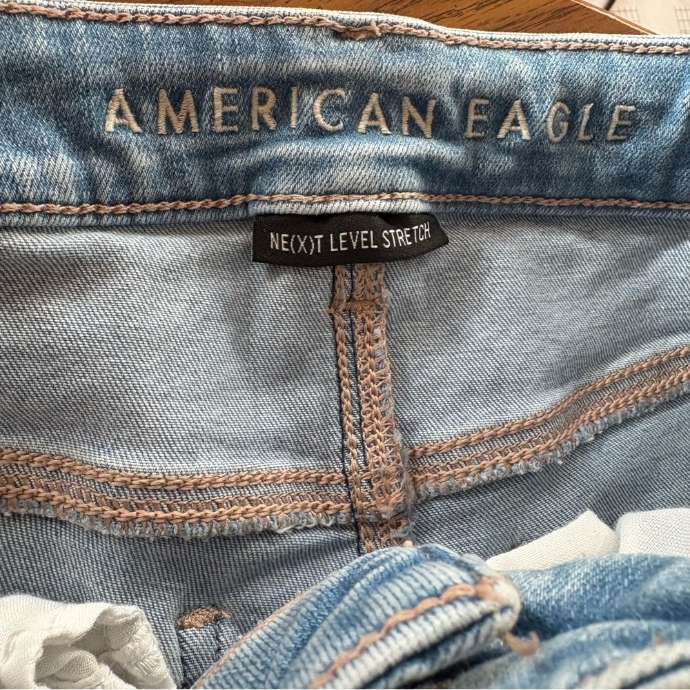 American Eagle Jeans Women Flared High Rise Distressed Stretch Denim Sz 6 - Picture 5 of 16